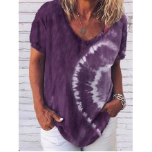 Fashion Women's T-shirt 3d Floral Print ops Tees V Neck Shor HF2415-04-03