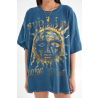 Sun Fire God Worn Out Hole Wide T-shirt Skirt HF2618-04-04