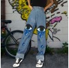 Printed denim trousers HF0812-04-01