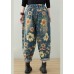 elastic waist drawstring pockets Print Denim Pants Spring