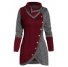 Women Irregular Patchwork Button Knit Sweaters