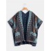 Women Printed Cardigan Shawl V  neck Batwing Sleeve Sweaters with Pocket