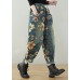 elastic waist drawstring pockets Print Denim Pants Spring