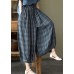 Plus Size Blue elastic waist Plaid Cotton Pants Spring