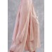 Plus Size Pink tie waistAsymmetrical Linen wide leg Pants Spring