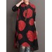 Women Cotton Tree Ring Floral Print Long Sleeve Button Down Casual Shirts Dress