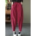 Italian Red Pockets Patchwork Corduroy Pants Trousers Spring