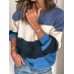 Women Casual Striped Color  Block O  Neck Long Sleeve Sweaters