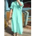 Solid Color Long Sleeve Lapel Knotted Maxi Shirt Dress